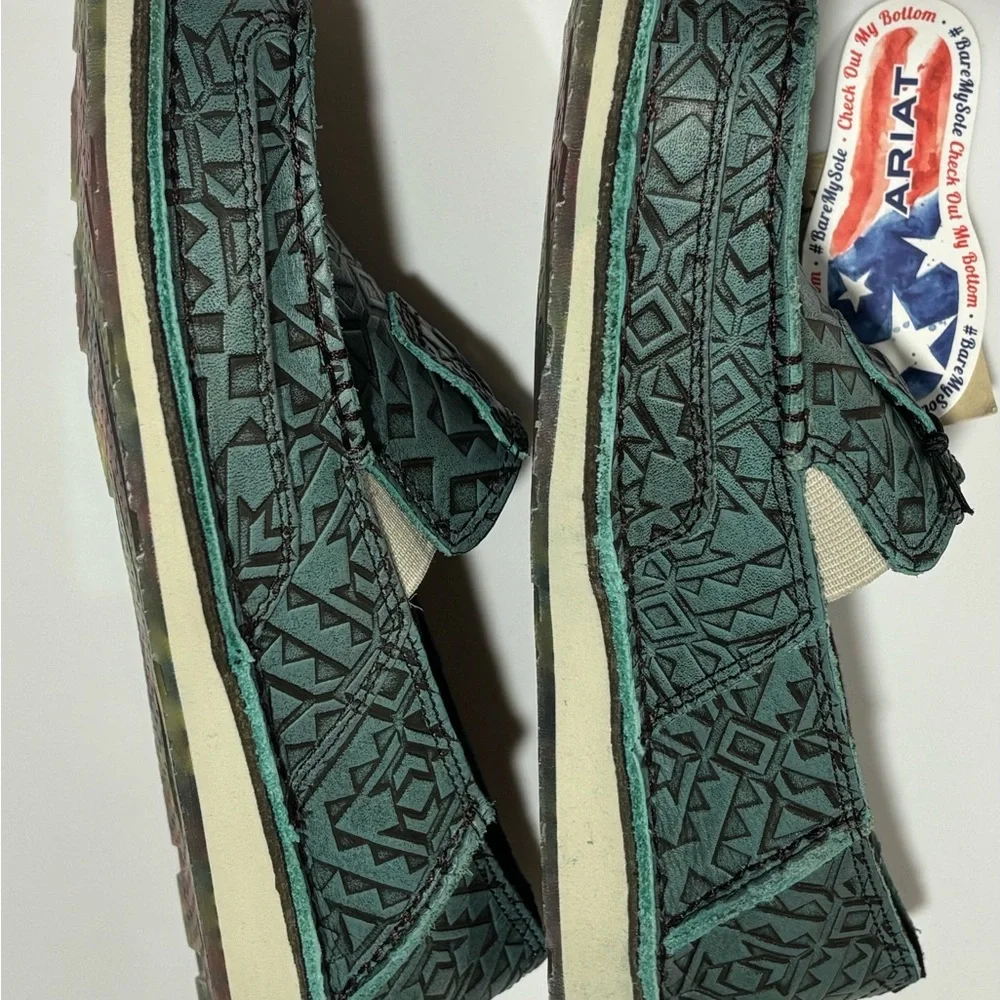 Ariat Cruiser Women’s Slip-On Leather Shoes Turquoise Geometric Size 7.5 - Picture 4 of 9